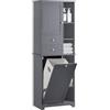 SoBuy Mobile bagno con cesto portabiancheria, 6 ripiani, 60x37x171 cm