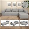 Mendler Set di divani componibile HWC-O54, divano sofa lounge pouf ottomano penisola, stoffa/tessuto 63x270x190cm - grigio
