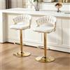 Orirsnug Set di 2 Sgabelli da Bar Regolabili, Girevoli 360°, Beige | Sgabelli Cucina Regolabili in altezza,Con Schienale Intrecciato Velluto,Piedi in Metallo Dorato, Per Cucina, Bar,Bancone