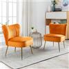 chairus Set di 2 Poltrone da Salotto in Velluto Sedia Imbottita Senza Braccioli Poltroncina Lounge con Gambe in Metallo Poltrone Moderne Design per Camera da Letto/Soggiorno, Arancio