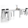 Mobili Fiver, Tavolo Consolle Allungabile con Porta Allunghe Evolution, 45(305) x90, Bianco Frassino, fino a 12 posti, Consolle da Corridoio, Ingresso, Soggiorno, Made in Italy