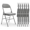 Chleby Set di 6 Sedie Pieghevoli Imbottite con Struttura in Metallo | Sedie Sala da Pranzo Pieghevoli in Pelle PU, Sedia Imbottita Richiudibile per Casa,Ufficio,Festa ed Eventi,42x46x80 cm,grigio