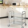 LANTUS - Carrello da Servizio per Cucina a Ruote con 3 Ripiani, Carrello da Servizio con Ruote, 95 * 55 * 95 cm - Argento Acciaio INOX Cromato