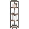 Hzuaneri Mensola Angolare, Scaffale Portaoggetti con Struttura in Metallo, Supporto per Piante, Libreria Angolare per Soggiorno, Home Office, Camera da Letto, 5 Ripiani, Marrone Vintage e Nero