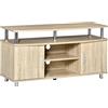 HOMCOM Mobile TV Moderno con 2 Ripiani, Fori Passacavi e 2 Armadietti, Mobiletto Basso per TV Fino 45, Quercia, 105x40x55cm