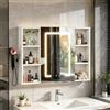 Ztexkee Specchio Bagno Contenitore con Luce LED, Antiappannamento, Armadietto a Muro con 3 Temperature Colore e Mensola Regolabile (80x60x15cm con ripiano portaoggetti)