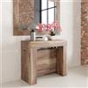 VE.CA.s.r.l. VE.CA - Tavolo Allungabile Kilka, Made in Italy - Console Allungabile con Porta Prolunghe fino a 3 Metri, 14 Posti - Arredo Moderno da Sala da Pranzo, Salvaspazio 90x40x77 (Rustico, 14 Posti)