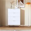 MASAJIA Cassettiera con 4 cassetti, cassettiera per camera da letto, 60 x 34 x 90 cm, armadio a 4 cassetti, moderno, credenza per soggiorno, sala da pranzo, colore: bianco