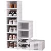 YASTA Scarpiera Armadio Salvaspazio in Plastica Pieghevole 6 Ripiani Scatole Contenitori Porta Scarpe Sportello Trasparente Organizer Ingresso Antipolvere Richiudibile 35,5P x 25,5l x 105H cm