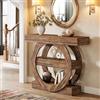 Tribesigns Tavolo consolle, 105 x 30 x 80 cm, 3 piani con ripiani, tavolo d'ingresso industriale con telaio rotondo, tavolino sottile per soggiorno e corridoio (Marrone rustico)