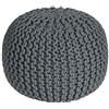 Homescapes, pouf poggiapiedi imbottito lavorato a maglia, 100% cotone, ideale in salotto, per bambini o anziani, Tessuto, Grey, 35 x 40 cm