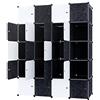 UISEBRT Sistema di scaffalatura fai da te armadio in plastica scaffale componibile armadio guardaroba scarpiera scatole di plastica, 20 scatole con porta, nero con motivo
