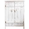 Rebecca Mobili Comodino con 2 ante, Mobiletto credenza da terra, 3 ripiani interni, bianco, shabby chic, per cucina bagno - Misure: 70 x 51 x 30 cm (HxLxP) - Art. RE4573