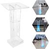 unkonwcy Leggio trasparente pulpito ChristlichesLucite Chiesa con ampia superficie di lettura e vano portaoggetti Scrivania in piedi Chiesa inclinata pulpito per conferenze, stand up da terra, 110 cm