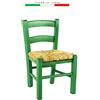 ZStyle Sedia Venezia Baby Bambini Bassa Bambino Legno Festa Colorata Ristorante Cucina Paglia (Verde, 1)