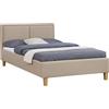 CARO-Möbel Anais - Letto imbottito per letto singolo, 120 x 200 cm, con rete a doghe, rivestimento in tessuto beige