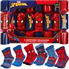 Disney Christmas Crackers con 6 Calzini Divertenti Stitch Marvel Frozen per Donna Bambini - 6 Crakers Natalizi con Stitch Gadget Regalo Originali (Rosso/Blu Spiderman Bambini)