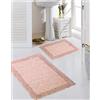 Teppich-Traum Set di Tappeti da Bagno 2 Pezzi - Lavabili - Design del Fogliame en Rosa Pesca