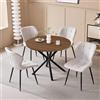 JZGORC Set Tavolo e Sedie da Pranzo Nordico, Tavolo da Pranzo Rotondo da 100 cm con Venature del Legno Chiaro + Set di 4 Sedie da Pranzo in Lino Beige con Gambe in Metallo