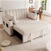 Idemon Moderno divano multifunzione con funzione di sonno, schienale regolabile, portabevande e cuscino, adatto per soggiorno, camera da letto (beige)