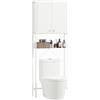 HOMCOM Mobile Bagno Sopra WC con Armadietto e Ripiano Aperto, Mobile Sopra Lavatrice Salvaspazio con Gambe in Metallo, per Bagno e Lavanderia, 64x20x180 cm, Bianco