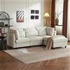 Soweiz Design moderno, divano a tre posti, divano ad angolo con poggiapiedi, divano ad angolo a forma di L, 220 x 83 x 81 cm (beige)
