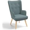 IDMarket - Sillón escandinavo IVAR en tejido verde eucalipto