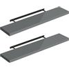 WOLTU Mensola da Muro, Set di 2, Scaffale Sospeso da Parete Libreria Piccola per Soggiorno Cameretta Porta CD DVD, Pannello MDF 110x22,9x3,8cm, Grigio Lucido, RG9483gr-2