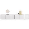 Mobili Fiver, Mobile Basso Romina (273,6x36x44 cm), 6 Ante, Bianco Frassino, 273.6 cmx36 cmx44 cm, Nobilitato/Ferro, Credenza Soggiorno Moderna, Made in Italy