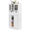GIANTEX Mobile Bagno con 4 Ante + 2 Cassetti, Armadietto Multifunzione Salvaspazio 60x30x128cm, Design Modulare per Casa, Toilette e Cucina, 2 Colori Scelta & Facile Pulizia