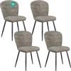 WAFTING Set di 4 Sedie da Pranzo, Gambe in Metallo, Grigio-bruno
