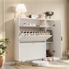 YGHQAP Scarpiera Salvaspazio Slim Portascarpe con 3 Ante a Ribalte e 1 anta ad armadio, Mobile Scarpiera in Legno per Ingresso, Ripostiglio, Portascarpe, 110x24x111,5cm, Bianco