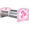 ACMA Letto per Bambino Cameretta per Bambino con Materasso Letto junior II Grigio (07 La fata rosa, 140x70 cm)