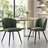 Ya-Home Set di 2 Sedie da Pranzo Sedia da Cucina Moderne in Ecopelle Sedie da Salotto con Gambe in Metallo Sedie Imbottite per Sala da Pranzo/Soggiorno, Verde