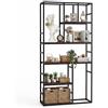 COSTWAY Libreria Scaffale, Libreria Verticale a 5 Ripiani con Mensola Aperta e Struttura Metallica, 90 x 30 x 180 cm, Organizzatore Indipendente per Soggiorno, Ufficio e Camera da Letto