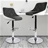 RELOVE 2 Coppia Sgabelli da Bar Moderni Girevoli Sedia Cucina Alta con Schienale Senza Braccioli Altezza Regolabile in Ecopelle-PU-(nero+bianco)-2PC