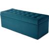 MG Design Pouf contenitore imbottito Blu - capacità ca. 140 L, fino a 300 kg, superficie morbida con leggero riflesso, struttura in legno massiccio, già montato e facile da pulire