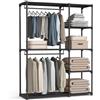 SONGMICS Armadio Aperto, Guardaroba Autoportante, 124 x 43 x 182 cm | Scaffale Verticale, con Barre Appendiabiti, Spogliatoio, Camera da Letto, Nero Inchiostro, Collezione RYLAN RYG026B02