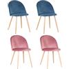 GrandCA HOME Set di 4 Sedie per Sala da Pranzo in Velluto, Sedie da Cucina Imbottite con Gambe in Metallo, per Soggiorno, Rosa+Blu