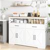 Zorvani Credenza Soggiorno con 2 Armadietti e 2 Cassetti, Madia Soggiorno Moderna Salvaspazio con Ripiano Regolabile in Legno, 140x40x105 cm, Beige