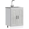 Qnhdfrt Mobiletto da cucina Kalmar grigio cemento, 60 x 46 x 81,5 cm, in robusto legno con piedini regolabili e ampio spazio per la decorazione della cucina