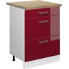Vicco Mobiletto base per cucina R-Line, Rosso lucido, 60 cm