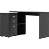 HOMCOM Scrivania Angolare per PC con 2 Cassetti e Ripiani Aperti, Scrivania ad Angolo Forma a L in Legno e Metallo, 117x83.5x76 cm, Nero