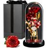 Maverton Rosa Stabilizzata con LED Personalizzata - Regalo Donna Compleanno Elegante - Rosa Eterna in Cupola di Vetro - Idee Regalo Donna - Dimensioni 21 cm x 11 cm