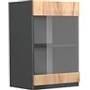 Vicco Mobile da cucina in vetro R-Line, Rovere dorato/Antracite 40 cm | 1 Anta · 1 Ripiano · Profondità - 31 cm · ✓ Liberamente combinabile · ✓ Tutto in vista