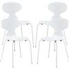 [en.casa] Set di 4 Sedie da Sala Pranzo con Scocca in Multistrato di Betulla e Gambe in Metallo Sedie Impilabili per Cucina Sala Riunioni - Bianco
