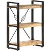 WKIEQACO Libreria a 3 ripiani, 60 x 30 x 80 cm, in legno di mango massiccio, con scaffali