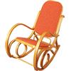 Mendler Sedia a Dondolo Classica Elegante M41 - Legno Chiaro Seduta Tessuto Arancione