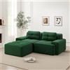 DACHETOU Divano modulare verde Boneless, moderno divano modulare a L per soggiorno, comodo divano in corduroy cloud con ottomano, divano letto a due posti trapuntato
