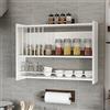 [en.casa] Scaffale Pensile (AxLxP) 60 x 84 x 20 cm Mobile a Muro con Ripiani Mensola da Parete per Cucina - Bianco